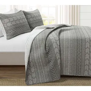 Hygge Geometric Oversized Quilt Set F/Q by LushDecor
