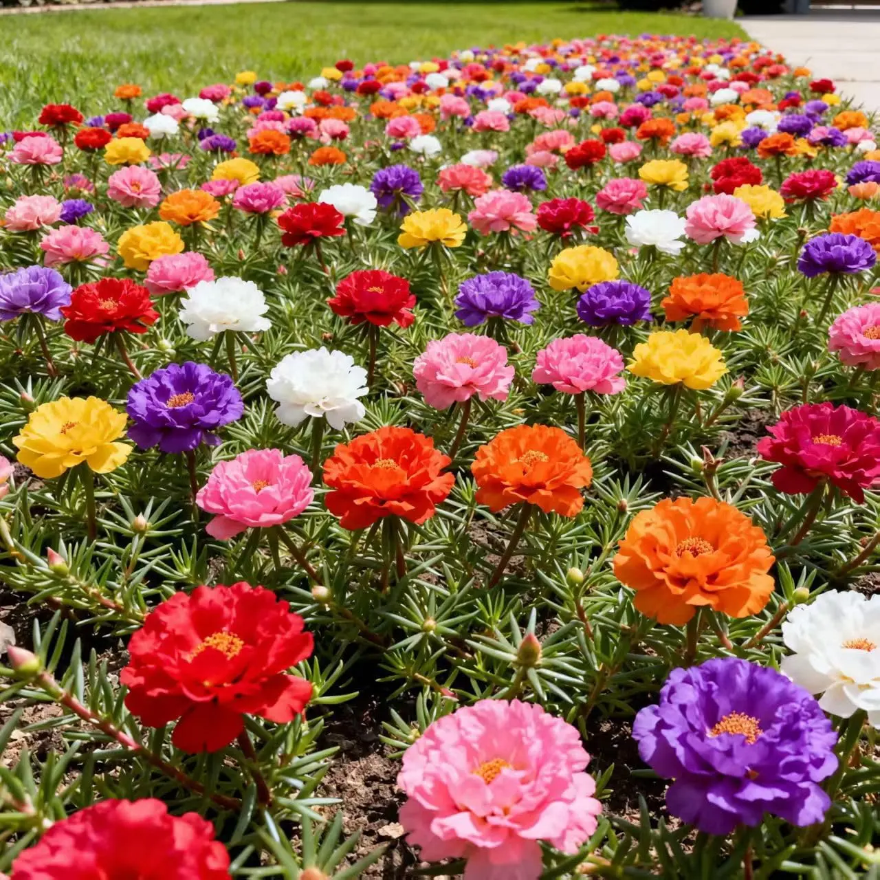 Mixed Color Double Moss Rose Seeds, Heat‑Tolerant Succulent Flower Seeds, Easy‑to‑Grow for Ground Cover Balcony Yard Pot Planting