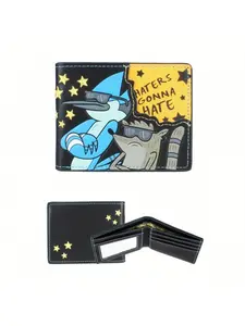 Men's Vintage Colorblock Cartoon Star Pattern Short Wallet, PU Leather Card Holder, Fashion Daily Use Wallet, Casual Style, All Seasons