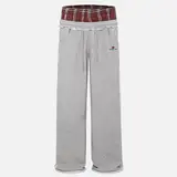 Aelfric Eden Men's Cotton Vintage Clothing Joggers - Plaid Patchwork, Double Drawstring Elastic Waist, Stripe Accents, Pockets, Chic Knitting, Cute Loose Casual Baggy Unisex Streetwear Summer Pants,sohochic
