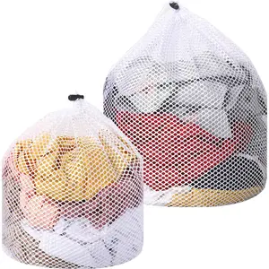 2 Packs Laundry Mesh Bags, Drawstring Net Laundry Bag for Washing Machine, Mesh Wash Bags Laundry Bags, Heavy Duty Dirty Clothes Washing Machine Bag, Travel Washing Bag for Cloths Blouse, Underwear