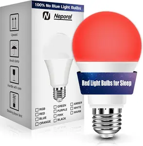 Red Light Bulbs for Sleep 9W, 100% Blue Light Blocking Red Night Light, 625nm LED Light Bulb for Melatonin Promoting, A19 60W Equivalent Dim Light Bulbs for Bedroom, Baby Nursery,1 Pack