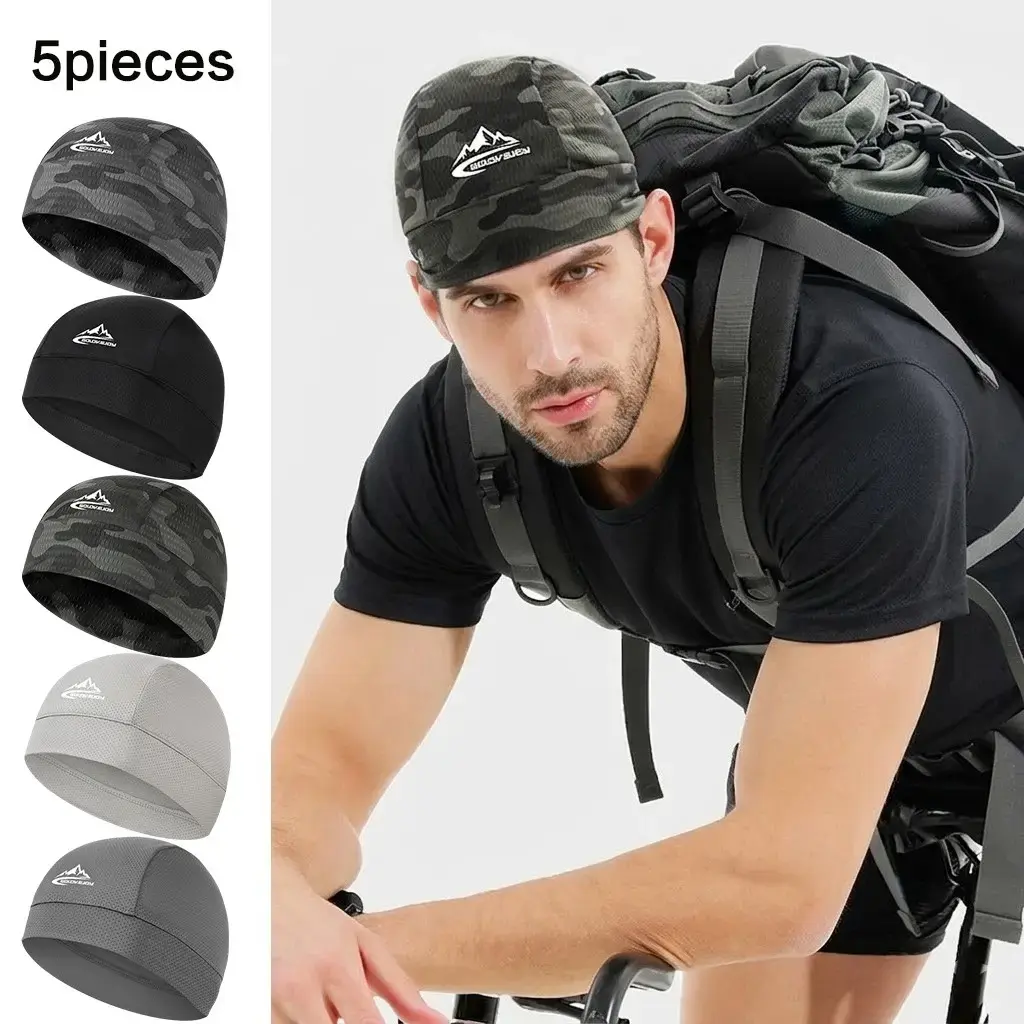 5Pcs UPF50+ UV Block Quick Dry Sweat Wicking Helmet Liner Skull Cap Mesh Thin Stretch Sport Beanie For Motorcycle Cycling Hiking Running Gym Outdoor Men Women 2026 New Trend Head Cover