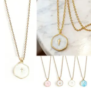 Unique Oil Cross Pendant Necklace for Women -Dainty 14K Gold Plated Cross Pendant Necklace, Everyday Simple Cross Charm Choker Minimalist Religious Jewelry Cute Trendy Gifts For Mother's Day