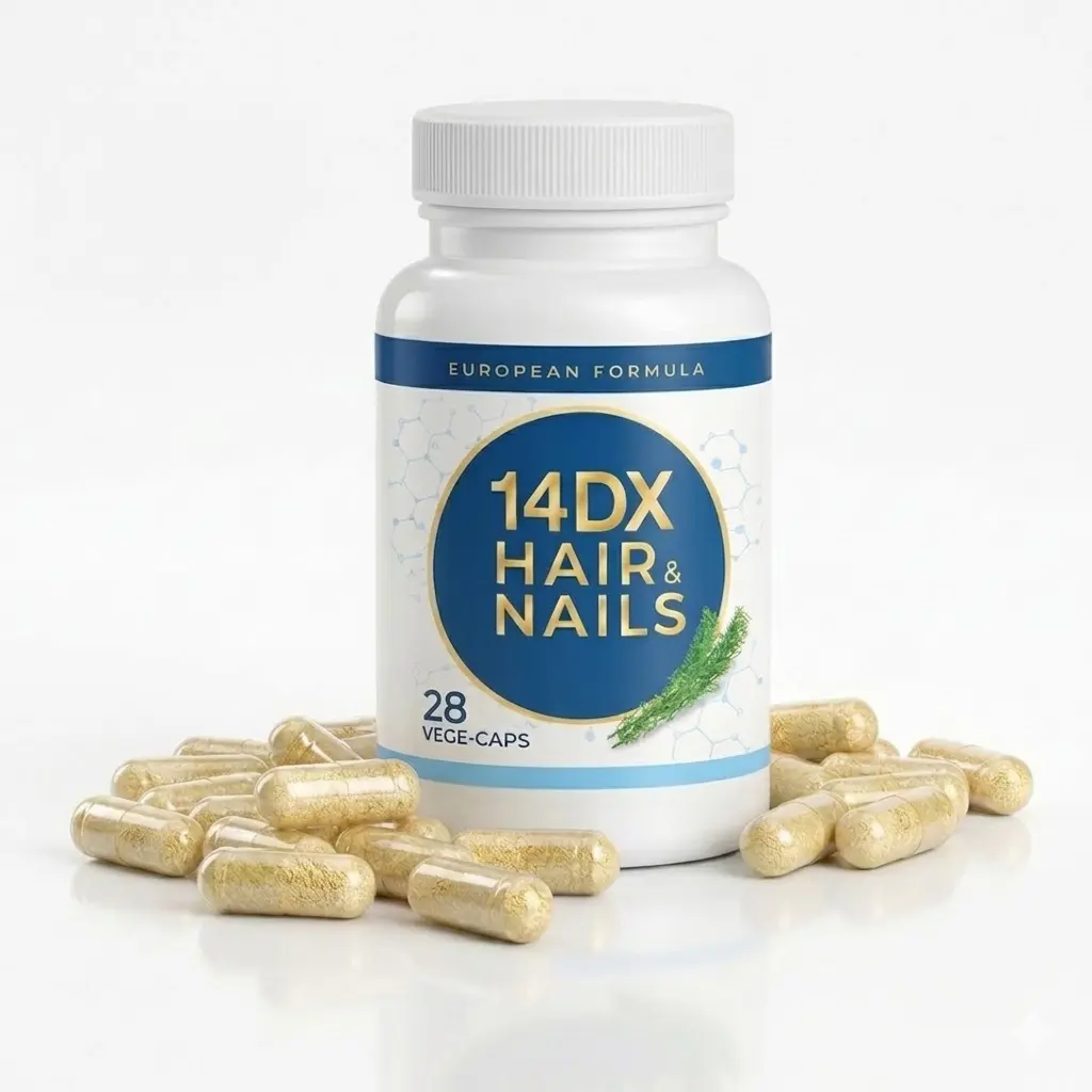 NuFlair 14DX Hair & Nails Supplement – Biotin, Zinc & B-Complex with L-Cysteine & L-Methionine – 28 Vegan Capsules
