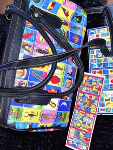 Fashionable Loteria Print Purse Handcrafted