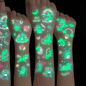 Glow in the Dark Unicorn Temporary Tattoos, 30-Pack Fashion Accessory Set - Waterproof, Durable Fashion/Clothes Accessory for Kids, Water Proof