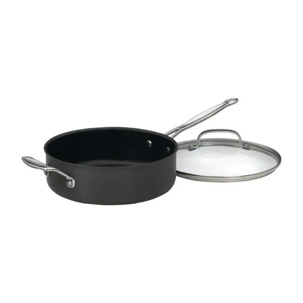 Cuisinart Chefs Classic 5.5 qt Stainless Steel Nonstick Traditional Chef Pan - Durable Hard-Anodized Aluminium Frying Cookware (6.7 lbs, Black) with Measurement Markings for Everyday Cooks
