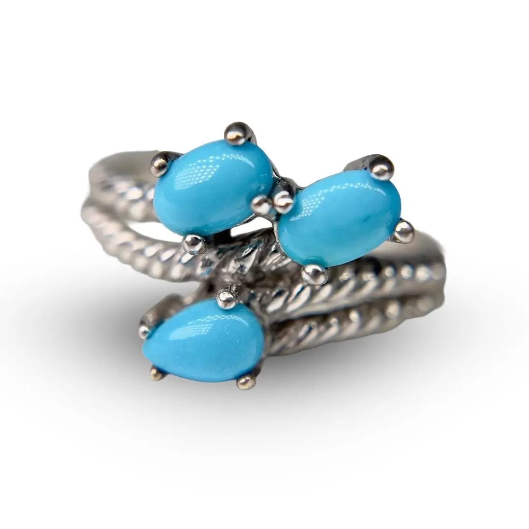 Sleeping Beauty Turquoise Ring | Size 8 Sterling Silver 925 | Statement Jewelry December Birthstone