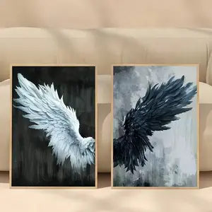 2pcs Black White Angel Wings Posters Canvas Painting Prints Abstract Vintage Wall Art for Living Room Home Decor Unframed