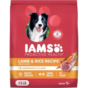 Lamb and Rice Dry Dog Food Complete Daily Nutrition Balanced Adult Dog Formula Healthy Meal 15 Lb Bag