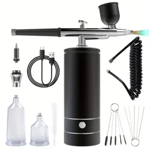 Innovative, Cordless Airbrush Kit with Compressor - USB Rechargeable, Portable Spray Gun for Makeup, Nail Art, Hair Coloring & Crafts - Includes 20CC & 40CC Cups, Cleaning Brushes