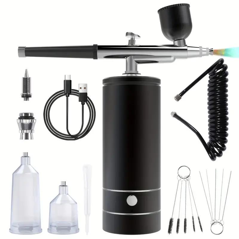 Innovative, Cordless Airbrush Kit with Compressor - USB Rechargeable, Portable Spray Gun for Makeup, Nail Art, Hair Coloring & Crafts - Includes 20CC & 40CC Cups, Cleaning Brushes