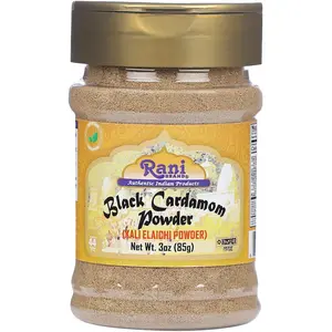 Rani Black Cardamom Powder (Kali Elachi) Indian Spice 3oz (85g) PET Jar ~ Natural | Vegan | Gluten Friendly | NON-GMO | Kosher | Indian Origin