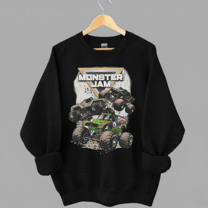 Monster Jam Sweatshirt, Grave Digger Motorsports Merch, Vintage Monster Truck, Retro Off-Road Racing Outfits, High-Octane Thrill-Seeker Lifestyle Wear