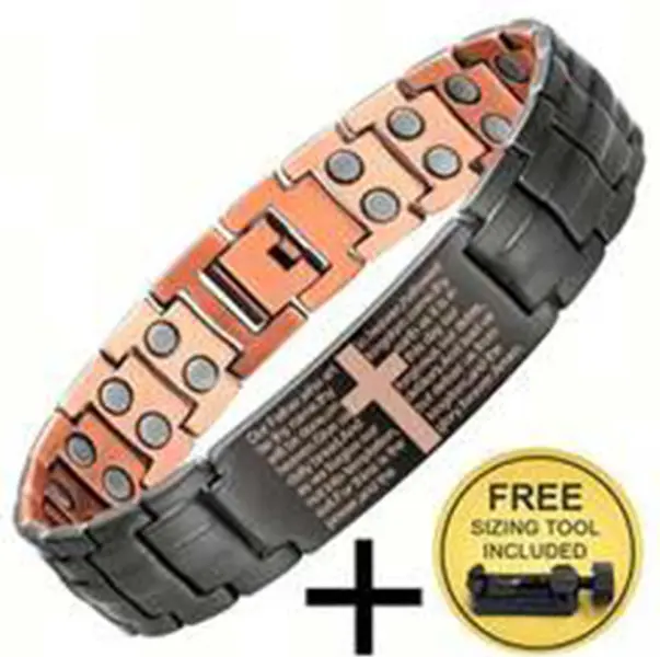 46#Black Tone Double Row Magnetic Cross Pure Copper Bracelet——LRSP-A-1463