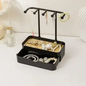 Double Layer Jewelry Storage Rack, 1 Count Jewelry Organizer, Jewelry Display Rack, Home Organizer for Necklace, Ring, Earrings