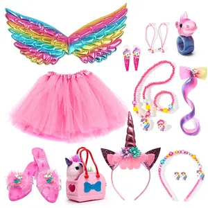 Unicorn Role Play Costume Set, Makeup Dress-Up Toy, Pretend Play Set, Birthday Gift, Holiday Present, Suitable for Ages 3+, Kids' Party Favors, Pretend Play Accessories