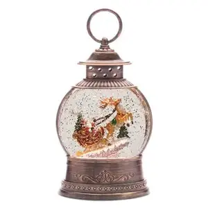 LED Snow Globe w/Santa and Sleigh 9 Inch Plastic Globe with Energy Efficient LED Lighting for Holiday Décor