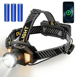 150000 Lumen Rechargeable Headlamp 60HLong BatteryLife Detachable 9 Modes SuperBright 50W Bulb IP68Waterproof 90°Adjustable Sensor Headlight forOutdoorCamping Fishing Running HuntingTactical Flashlight