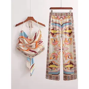 Puccii Prints Halter Satin Set - Stylish Halter Design for Versatile Wear
