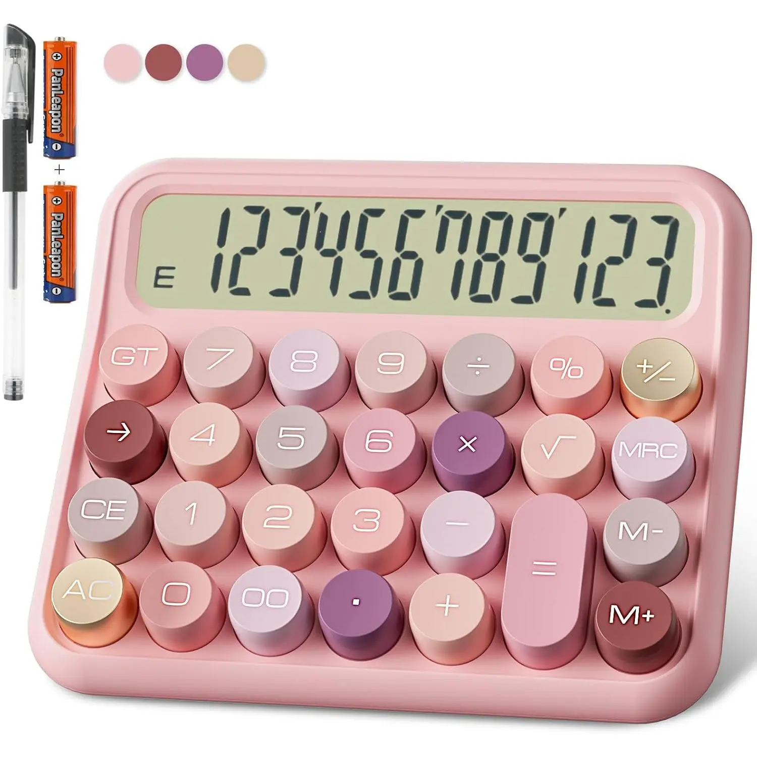 Desk Calculator - 12 Digit  5-Inch LCD Display, Big Buttons Easy to Press, 15 Tilt Screen for  (Rose)