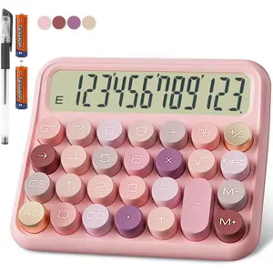 Desk Calculator - 12 Digit  5-Inch LCD Display, Big Buttons Easy to Press, 15 Tilt Screen for  (Rose)