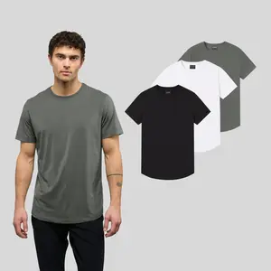 Cuts | 3-Pack | Men's AO Curve-Hem Fitted Crew Neck T-Shirt | Anti-Odor Polyester Cotton Blend with Curve Hem | Wrinkle Resistant Stretch
