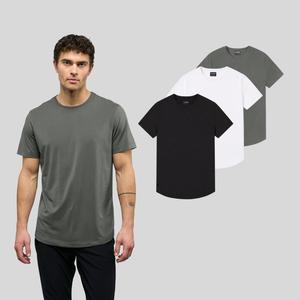 Cuts | 3-Pack | Men's AO Curve-Hem Fitted Crew Neck T-Shirt | Anti-Odor Polyester Cotton Blend with Curve Hem | Wrinkle Resistant Stretch