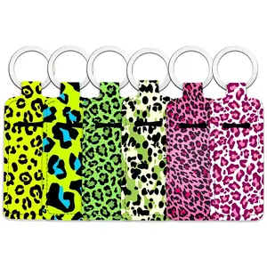 6-Piece Leopard Pattern Lipstick Storage Bag Set for Women - Portable Outdoor Lipstick Pendant Keychain Accessory - Portable, Elastic, and Compact Design, Suitable for Both Men and Women - Perfect for Home and Travel