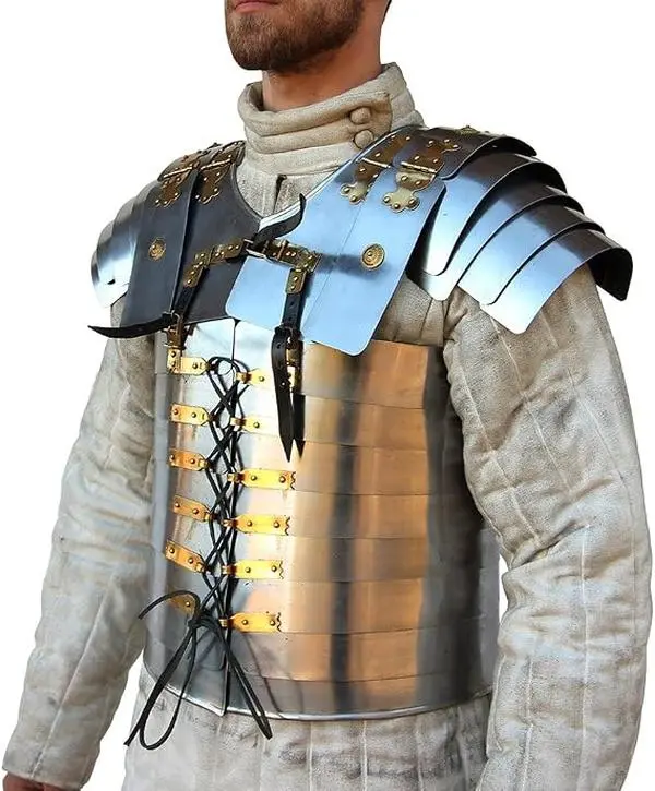 Menswear Medieval Warrior Lorica Segmentata Body Armor, 20-Gauge Steel