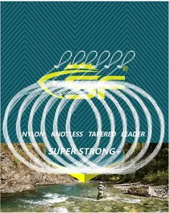 Pre-Tied Loop Fly Fishing Tapered Leader Nylon Clear Trout Freshwater Saltwater Bonefish Permit Bass Salmon Steelhead 7.5FT 9FT 10FT 12FT 15FT 0X 1X 2X 3X 4X 5X 6X 7X