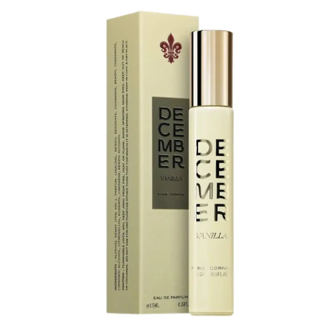 Paris Corner December Vanilla EDP Unisex Fragrance, Spicy Oriental Spray with Rum, Oud (Agarwood), Amber, Jasmine & Leather Notes, 15 ml