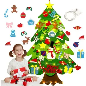 【New Year Gift】Eco-Friendly Felt Christmas Tree for Toddlers DIY Version with 3M LED Light String Wall Hanging Xmas Decor Easy Assembly Fun for Kids Magical Gift Ornaments Decoration Children's Christmas gifts