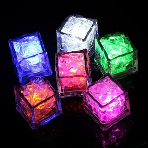 Colorful LED Light Up Ice Cube, 6 Counts Waterproof Reusable Water Activated Ice Cube, DIY Fun Toy for Party Drinks Wedding Bars Decor Lighting, Christmas Gift