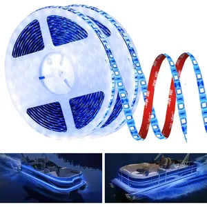 50FT LED Boat Lights, 12V Waterproof Blue Marine Pontoon Led Strip Light, Boat Deck Interior Light, Boats Accessories, Under Gunnel Lighting, Night Fishing Lighting for Pontoon Fishing Bass Boats