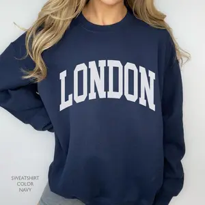 London Sweatshirt Travel UK Trendy Minimalist Crewneck Varsity Style Vintage Aesthetic Europe Trip London England Unisex Sweatshirt