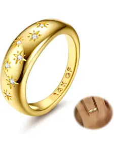 14K Chunky Gold Rings for Women Cubic Zirconia Gold Plated Rings Dainty Dome Rings Chunky Statement Rings 14K Gold Filled Stackable Rings Dainty Stacking Rings