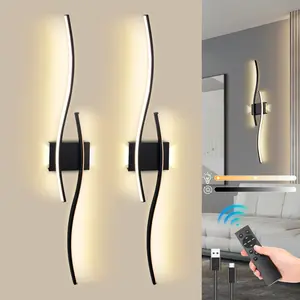 2Pcs Rechargeable Wall Lights Set of 2 100cm Wireless with Remote Control Stepless Colors 3000K-6000K Dimming Modern Touch Sconces for Living Room Bedroom Hallway Dimmable Wall Lamp Home Decoration Lamp