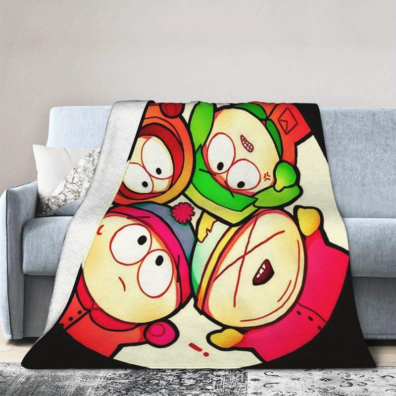South Park 2 Theme Soft Flannel Blanket - Vibrant Cartoon Character Design, Essential for Home, Office, and Travel, Perfect Christmas Birthday Gift soft flannel sofa