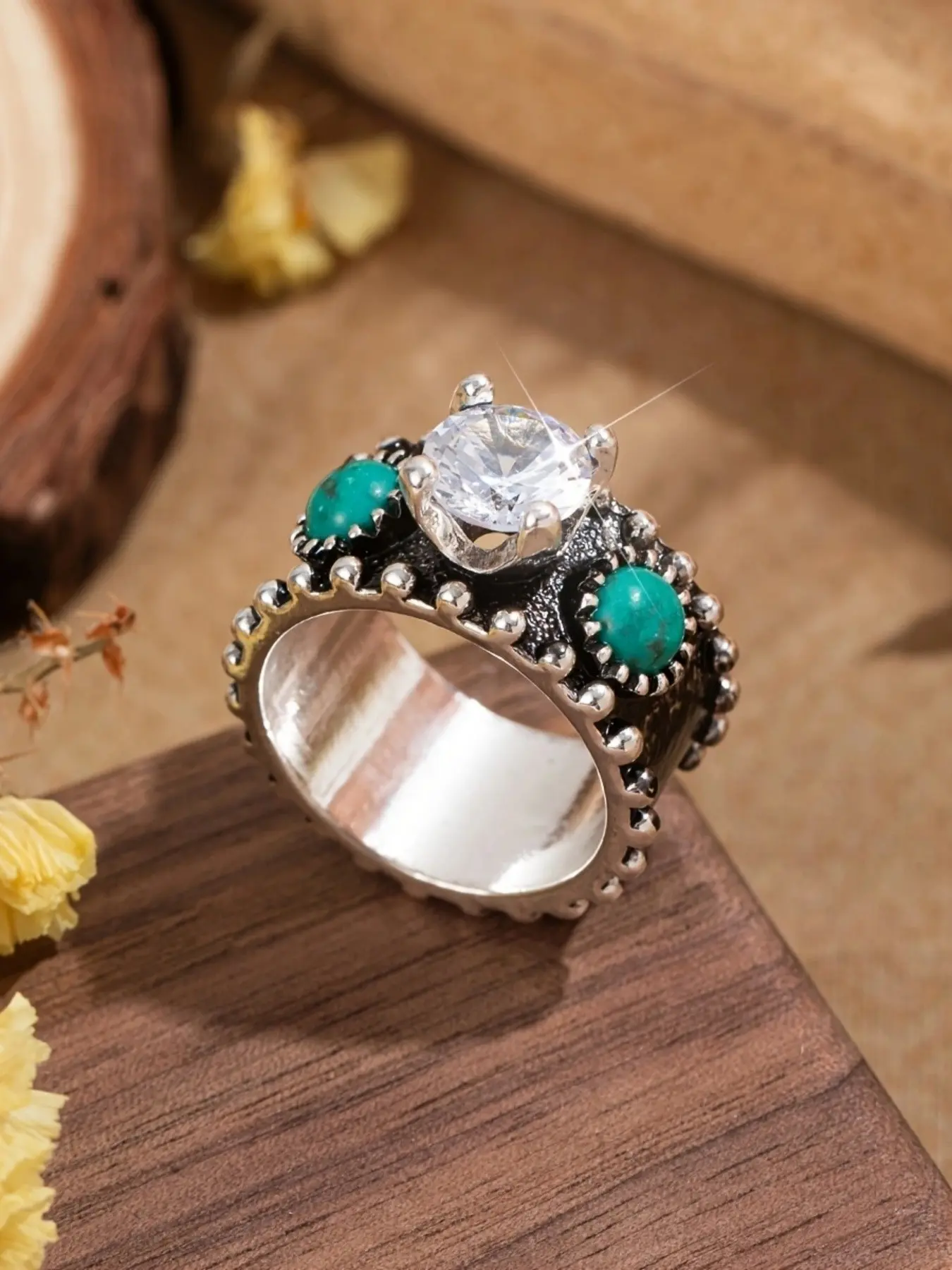 Women's Vintage Elegant Zircon Ring, Sparkling Zircon Inlay, Wedding Engagement Party Jewelry Gift, 1pcs Fashion Accessory for Special Occasions, Synthetic Zircon Rings