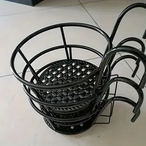 1set/3pcs Iron Hanging Flower Pot Racks with Hooks, Planter Holders, Hanging Planters, Metal Plant Hanging Baskets, Hanging Flower Stands, Planter Container Accessories, Flower Shelves for Fences, Patios, Balconies, Outdoor Plants