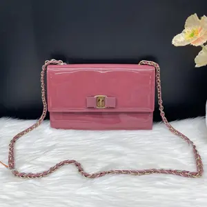 Pre-owned SALVATORE FERRAGAMO Patent Shoulder Bags FERRAGAMO Salvatore 7.8'' R1399 Shoulder Bag C10141329073 1230 T1 Chloe