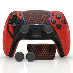 PS5 Controller Skin, Anti-Slip Soft Silicone Protective Cover Case for PlayStation 5 Controller, With 2 Thumb Grip Caps and 1 Sticker, Spider Style Soft Rubber Case