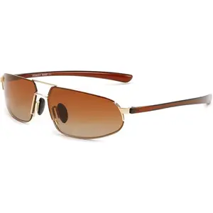 EyeconicFinds Vintage Sunglasses Men Polarized, Aviator Metal Frame Lightweight, Driving Fishing Running B0057