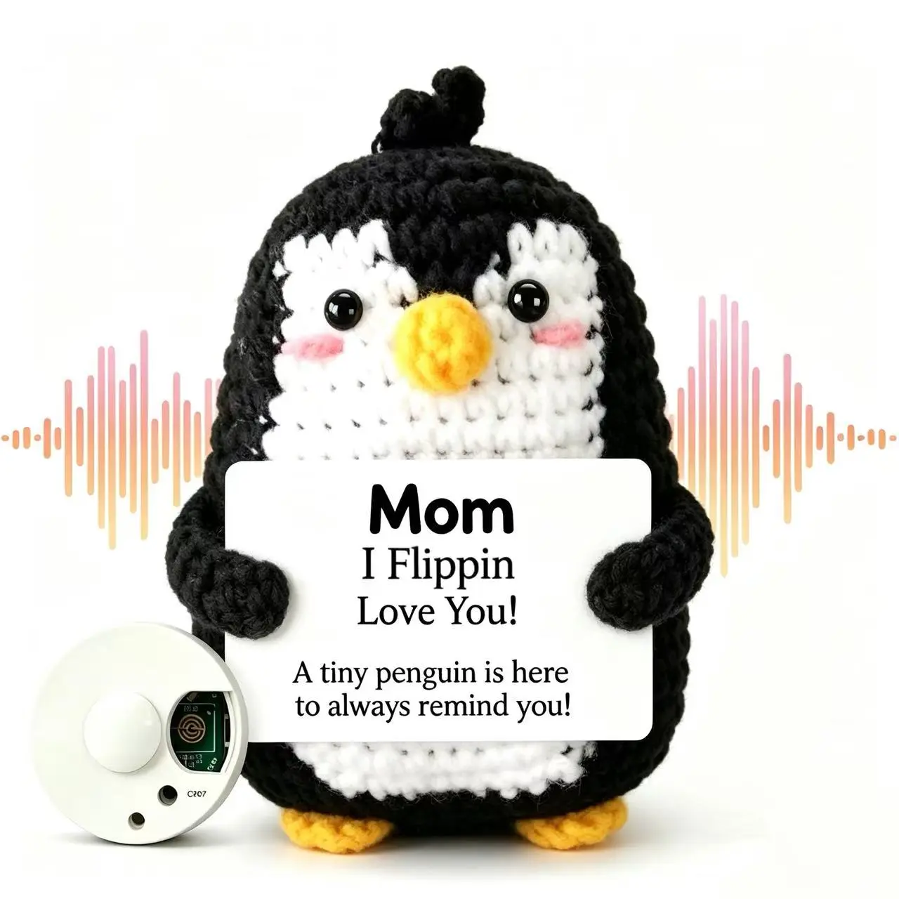 Fathers'&Mothers' Day Dad Gifts from Daughter Son Birthday, Voice Recorder & Handmade Crochet gift for Birthday party,Mini Funny I Love You Gift ,Emotional Positive Crochet gift & Decor,Thoughts of loved ones turn into voices that keep the family company