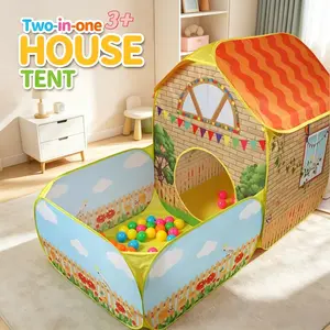 Kids' Garden Farm Villa Tent with Ball Pit | Large Portable Foldable Yellow Playhouse | Pop-Up Castle Tent | Toddler Play Tent | Outdoor Party & Beach Toy | Holiday Gift (Birthday/Christmas/Thanksgiving/Halloween) | No Accessories, Lights or Balls