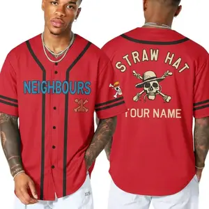 Custom Straw Hat Crew Style Baseball Jersey, Pirate Theme Fan Apparel