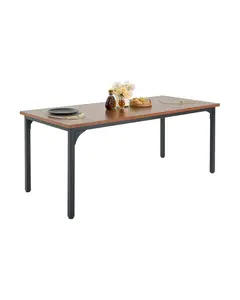 VEVOR Rectangle Dining Table, 71 inch Length Large Wood Tables for 6-8 Person, Farmhouse Dinner Furniture, Rustic Conference Desk with Iron Legs, for Home Kitchen Living Room, Brown(Only Table)