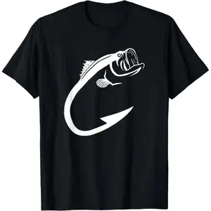 Fish Hook Minimal Art Cool Fishing Lover Art Lover Gift T-Shirt Fit Casual Streetwear Men Gifts Shortsleeve